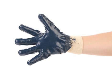 Blue protective glove. Isolated on a white background.