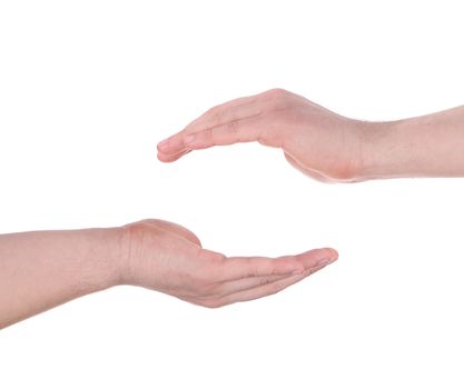 Man hand sign. Isolated on a white background.