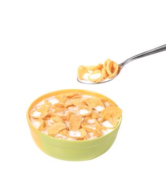Cereal with milk. Isolated on a white background.