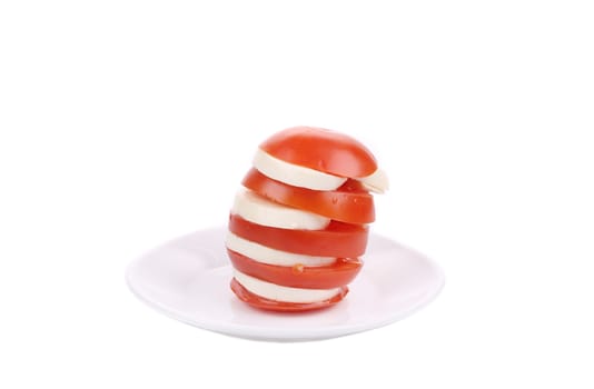 Caprese salad. Isolated on a white background.