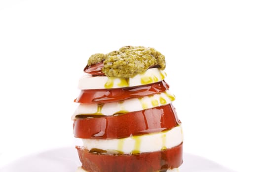 Caprese salad. Isolated on a white background.