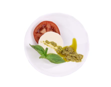 Caprese salad. Isolated on a white background.