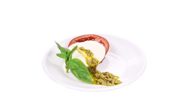 Caprese salad. Isolated on a white background.