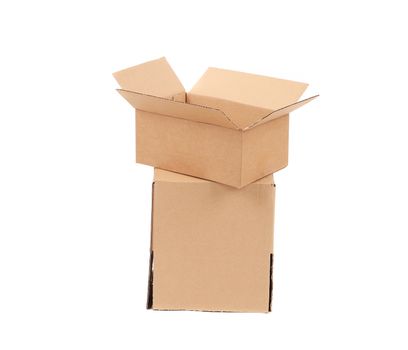 Stack of empty boxes. Isolated on a white background.
