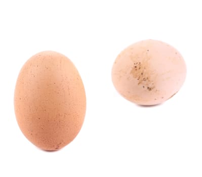 Two eggs. Isolated on a white background.