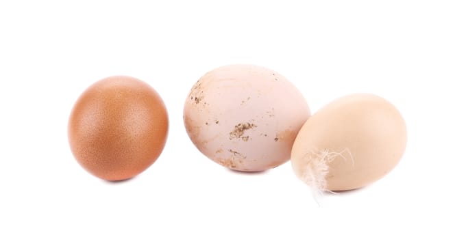 Three eggs. Isolated on a white background.