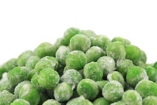 Frozen green peas. Close up. Whole background.