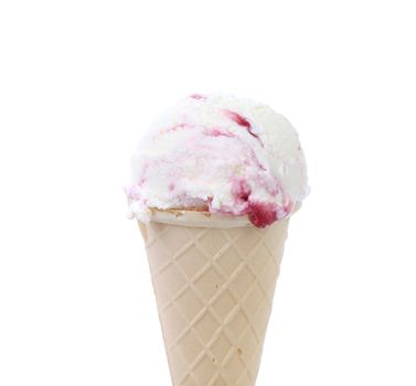 White ice creame in cone. Isolated on a white background.