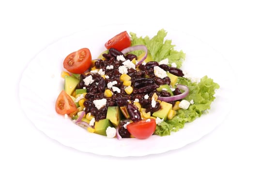 Beans salad. Isolated on a white background.