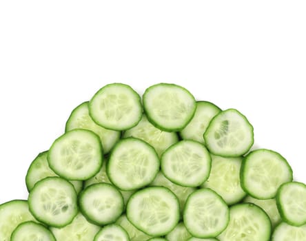 Close up of cut cucumbers. Whole background.