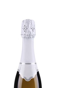 Top of champagne bottle. Isolated on a white background.