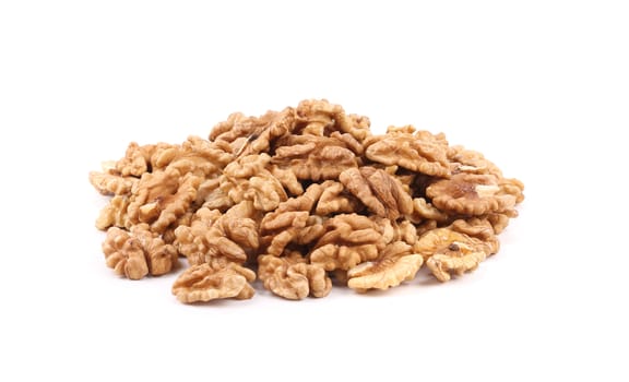 Bunch of walnuts. Isolated on a white background.