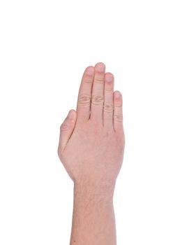 Male hand gesture. Isolated on a white background.