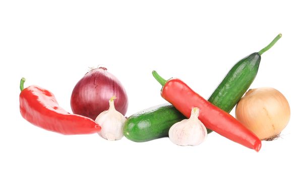 Fresh ripe vegetables. Isolated on a white background.