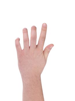 Hand isolated on white gesturing grabbing. Isolated on a white background.
