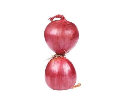 Two red onions. Isolated on a white background.