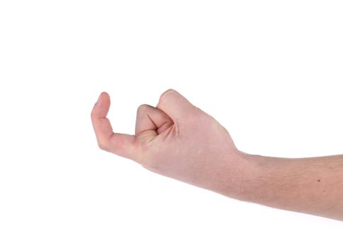 Male hand gesture. Isolated on a white background.