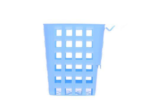 The blue plastic basket. Isolated on a white background.
