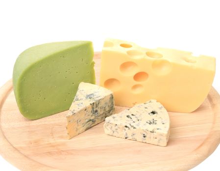 Cheese platter. Isolated on a white background.