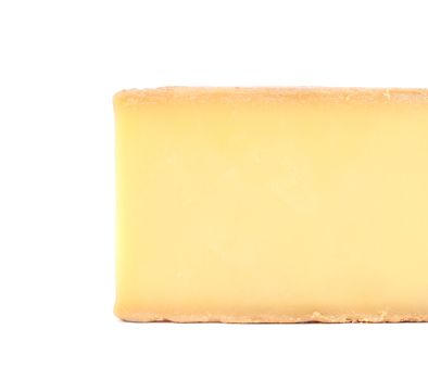 Block of parmesan cheese. Isolated on a white background.