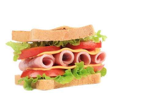 Toasted sandwich. Isolated on a white background.