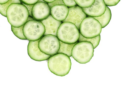 Fresh crispy cucumber closeup. Isolated on a white background.