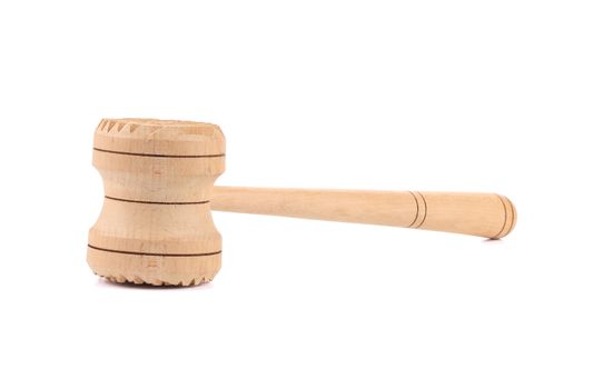 Wooden meat mallet. Isolated on a white background.