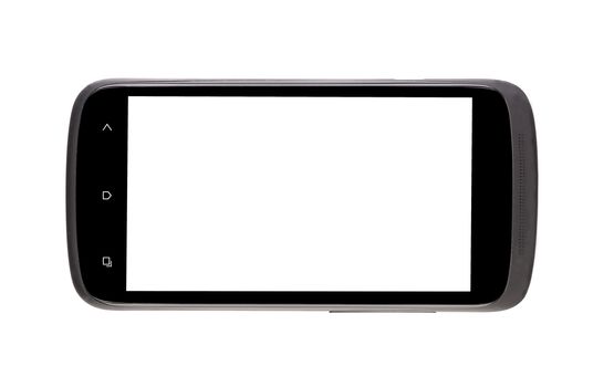 Cell phone with clipping path. Isolated on a white background.