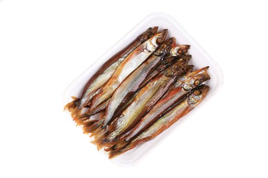 Smoked fish. Isolated on a white background.