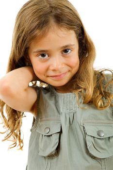 young happy girl smiling, isolated on white