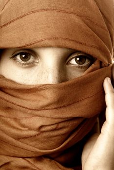 young woman close up portrait, studio picture