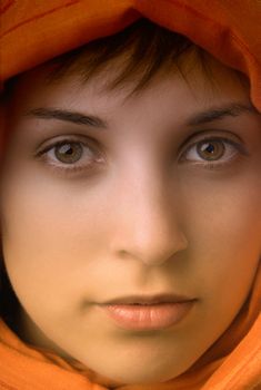 young beautiful casual woman, close up portrait