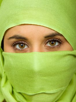 young woman close up portrait with a veil