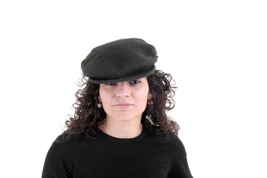 happy young woman portrait in a white background