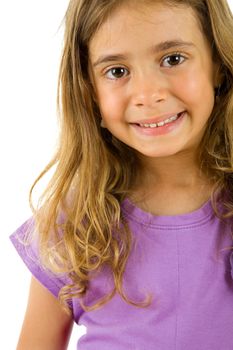 young happy girl smiling, isolated on white