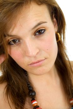 young beautiful woman portrait, isolated on white