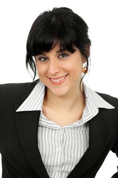 young business woman portrait isolated on white background