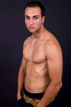 an young sensual man close up portrait