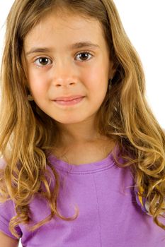 young happy girl smiling, isolated on white