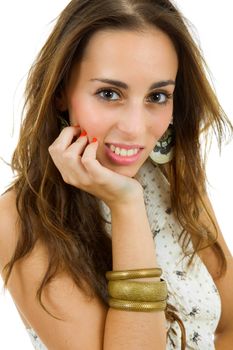 young beautiful woman portrait, isolated on white