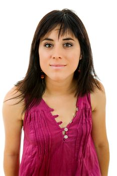 young beautiful woman portrait, isolated on white