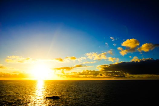 Colred Sunrise Clouds over the Atlantic Ocean in Tenerife Canary Islands