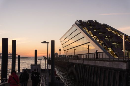 Sunset at the Docklands in Hamburg Altona Altstadt