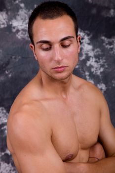 an young sensual man close up portrait