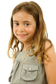 young happy girl smiling, isolated on white