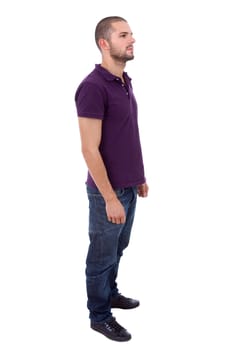 young casual man full body in a white background