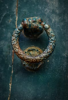 Vintage Ornate Grungy Door Knocker In Shape Of Hand