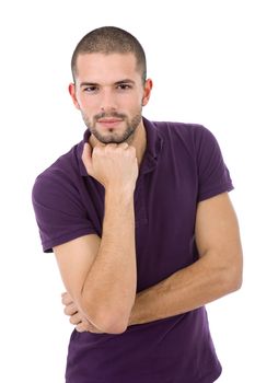 young casual man portrait, isolated on white