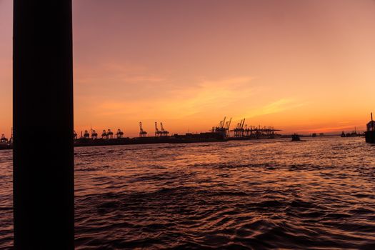 Sunset at the Docklands in Hamburg Altona Altstadt