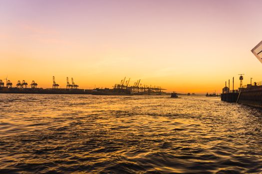 Sunset at the Docklands in Hamburg Altona Altstadt